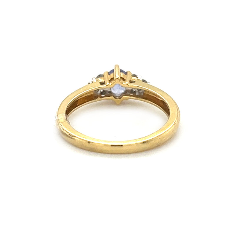 Tanzanite & Diamond Ring 18ct Yellow Gold rear