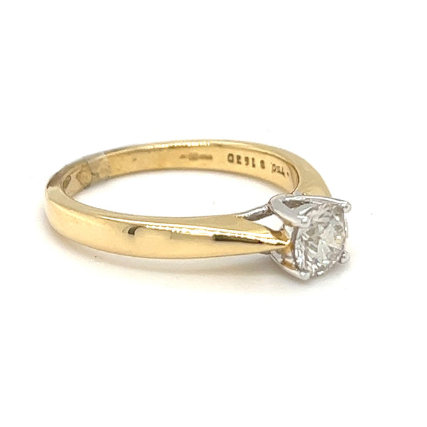 Solitaire 0.56ct Diamond Ring 18ct Yellow Goldside
