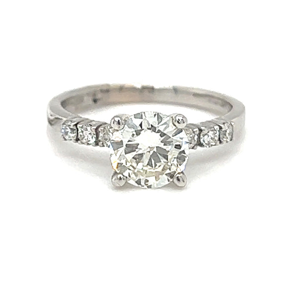 Solitaire Diamond Engagement Ring 1.31ct 18ct White Gold front view
