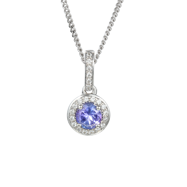 Tanzanite & Diamond Necklace 9ct White Gold
