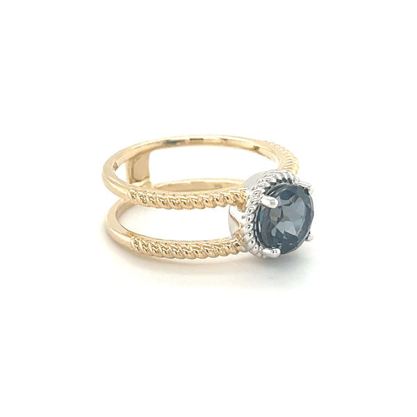 London Blue Topaz Ring by Amore 9ct Gold side