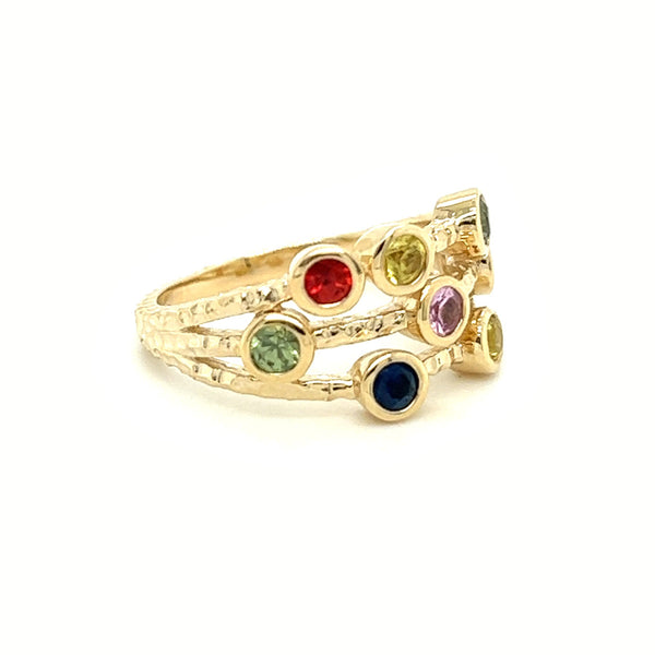 9ct Gold Multi Coloured Sapphire Ring by Amore side