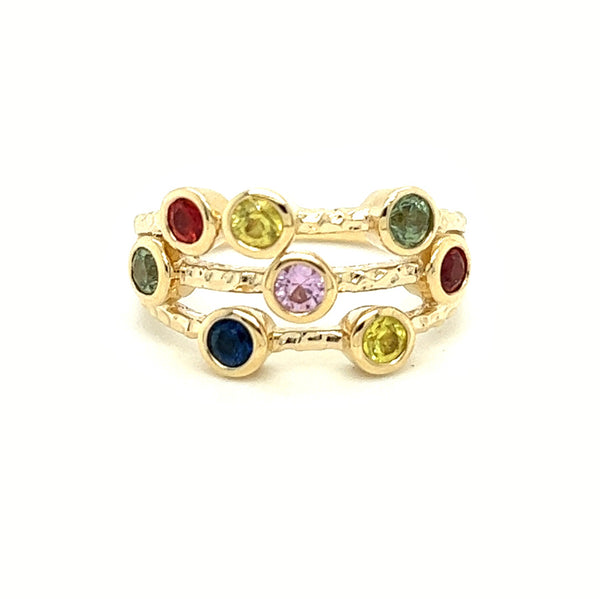 9ct Gold Multi Coloured Sapphire Ring by Amore