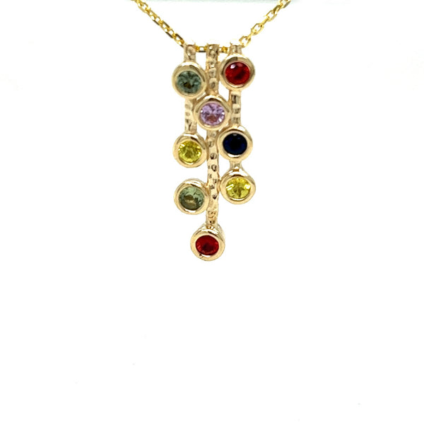 9ct Gold Multi Coloured Sapphire Pendant by Amore