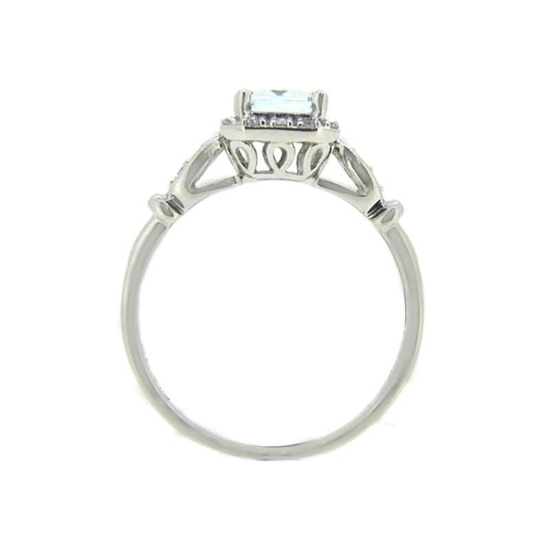 Aquamarine & Diamond Rectangular Cluster Ring 9ct White Gold side