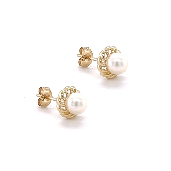 Fresh Water Cultured Pearl 9ct Gold Surround Earring