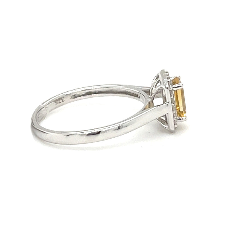 9ct White Gold Citrine & Diamond Ring side
