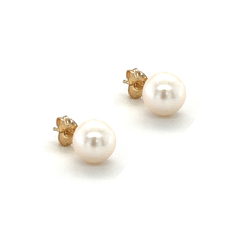 8mm Cultured Pearl Earring 9ct Gold side