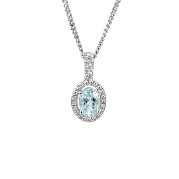 Amore Silver Aqua Blue Necklace 9068