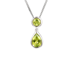 Sterling Silver Peridot Drop Necklace by Amore 9105SILPER