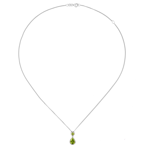 Sterling Silver Peridot Drop Necklace by Amore 9105SILPER chain
