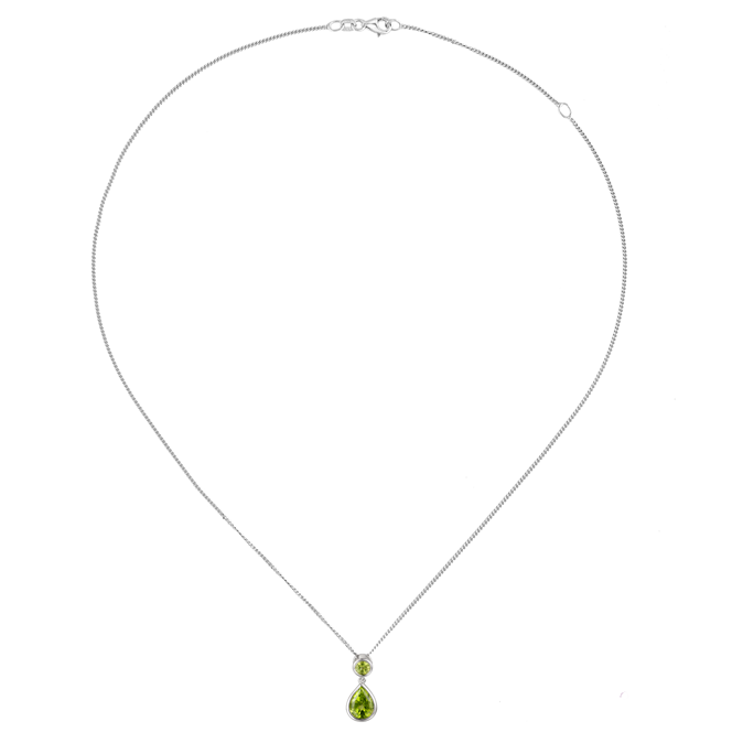 Sterling Silver Peridot Drop Necklace by Amore 9105SILPER chain
