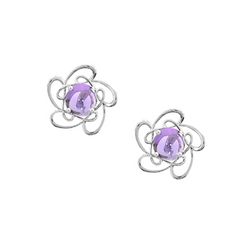 Silver Amethyst Clip On Earrings by Amore