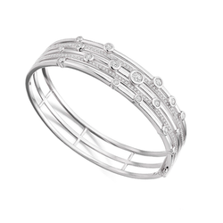 5 Row Cubic Zirconia Sterling Silver Bangle
