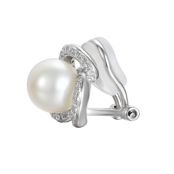 Sterling Silver Dreamy Dewdrop Pearl Clip Earrings side