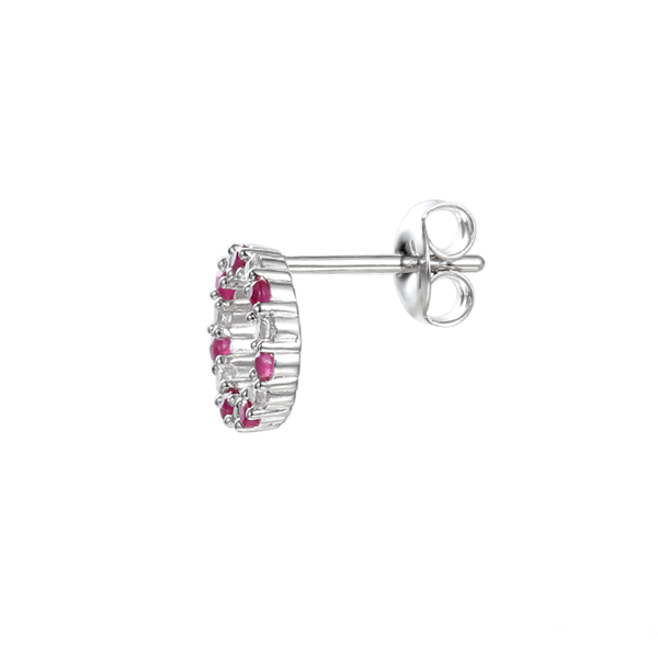 Circle of Life Ruby & CZ Earrings Sterling Silver