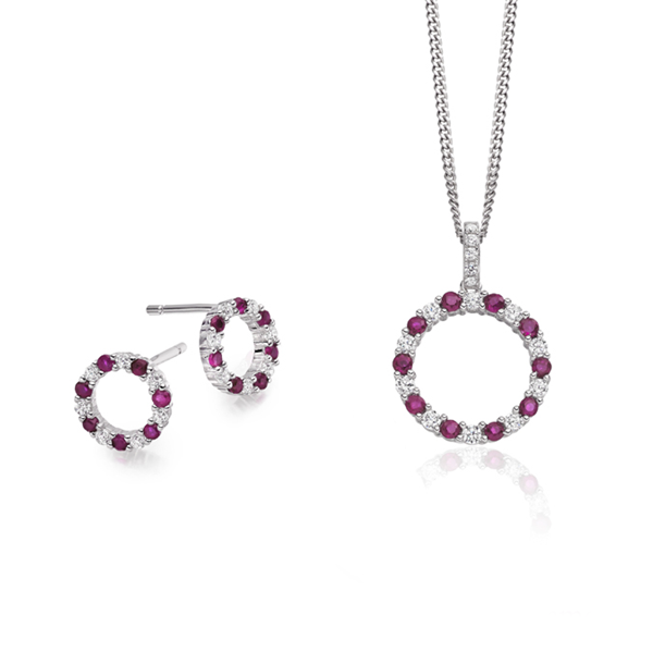 Circle of Life Ruby & CZ Earrings Sterling Silver