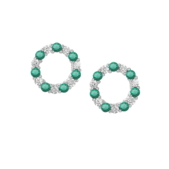 Circle of Life Emerald & CZ Earrings Sterling Silver