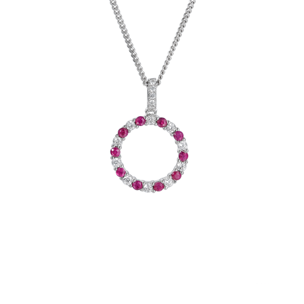 Circle of Life Ruby & CZ Necklace Sterling Silver