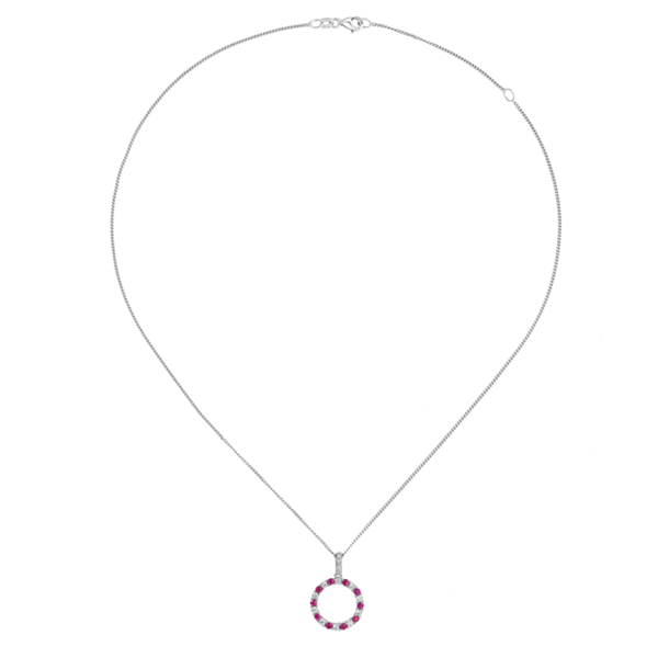 Circle of Life Ruby & CZ Necklace Sterling Silver
