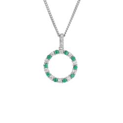 Circle of Life Emerald & CZ Necklace Sterling Silver