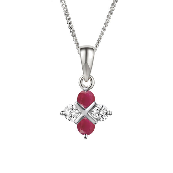 Amore Serenity Ruby & CZ Necklace Sterling Silver
