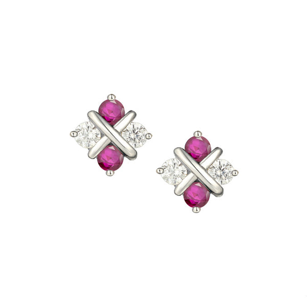 Amore Serenity Ruby & CZ Earrings Sterling Silver