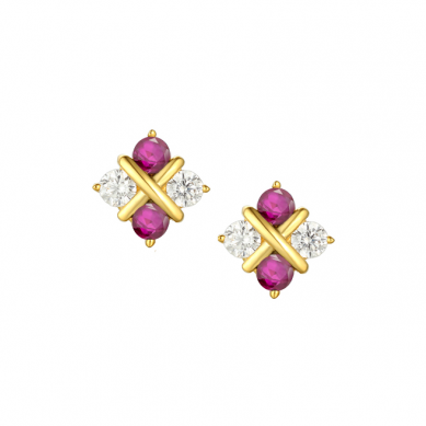 Amore Serenity Ruby & Diamond Earrings 9ct Gold
