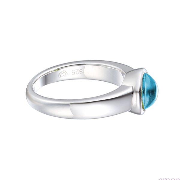 Snow Dome Blue Topaz Sterling Silver Ring by Amore side