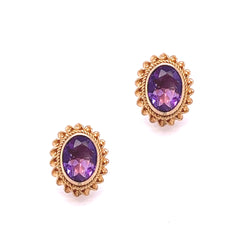 9ct Gold Oval Amethyst Earrings