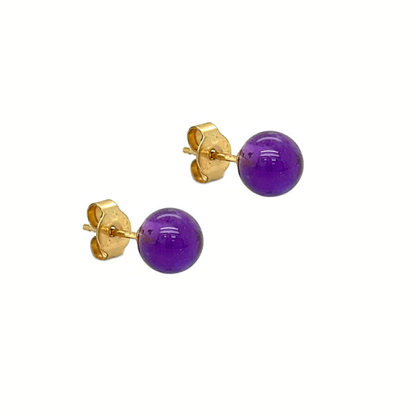 9ct Gold Amethyst Bead Earrings side
