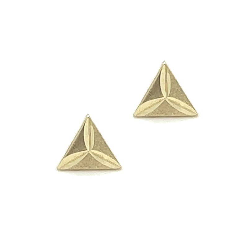 9ct Gold Faceted Triangle Stud Earring