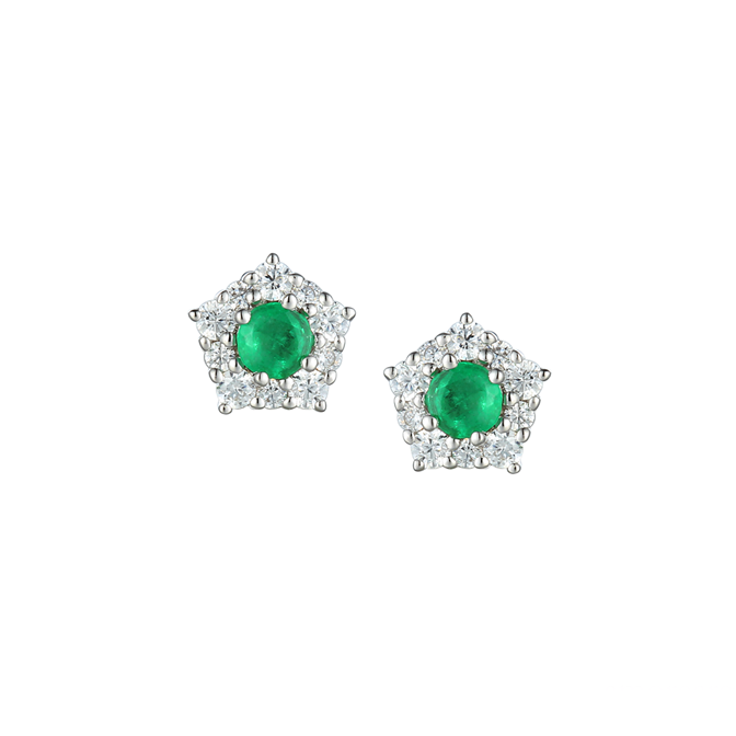 Amore Sterling Silver Emerald & CZ Earrings
