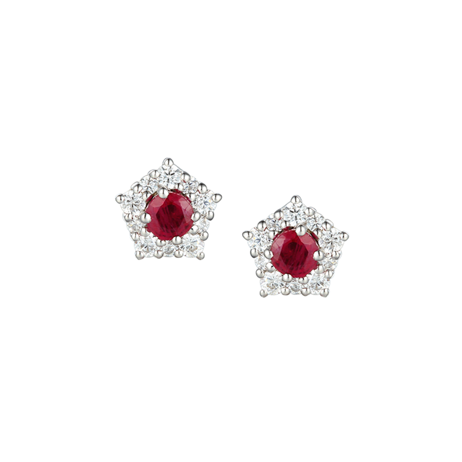 Amore Sterling Silver Ruby & CZ Earrings 9211SILCZ/R