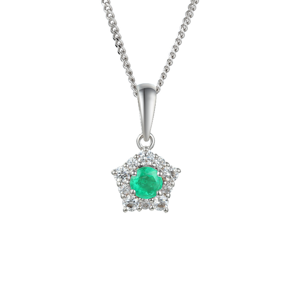 Classico Emerald & CZ Necklace by Amore 9212SILCZ/E