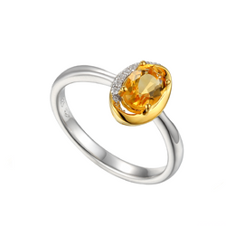 Amore Clementine Citrine & CZ Silver Ring 9220Y