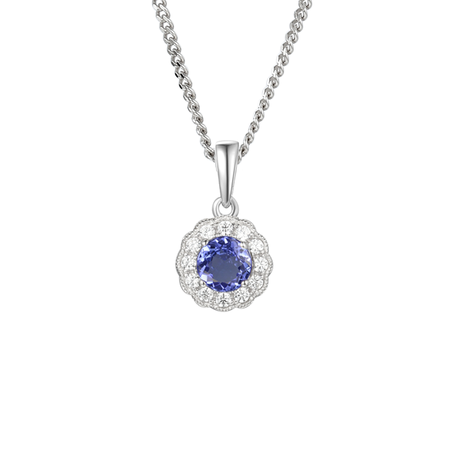 Amore Cool Blue Silver Tanzanite & CZ Necklace