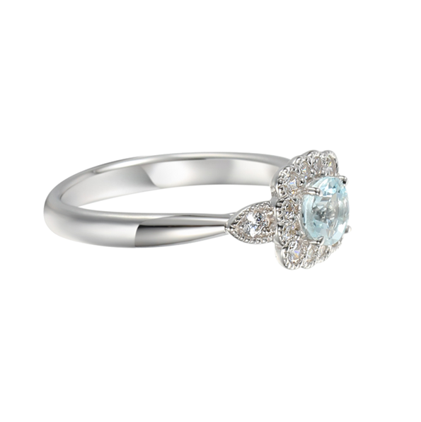 Aquamarine Silver CZ Ring 9263