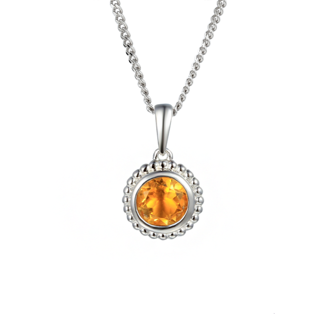Dimple Citrine Necklace Sterling Silver by Amore