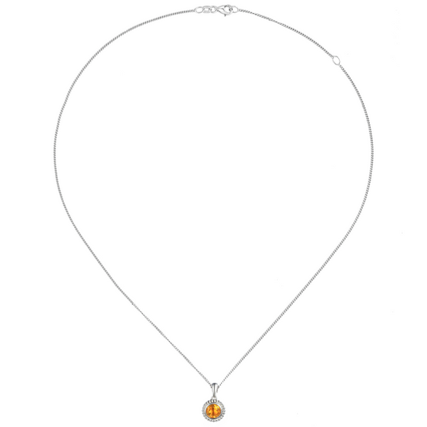 Dimple Citrine Necklace Sterling Silver with chain