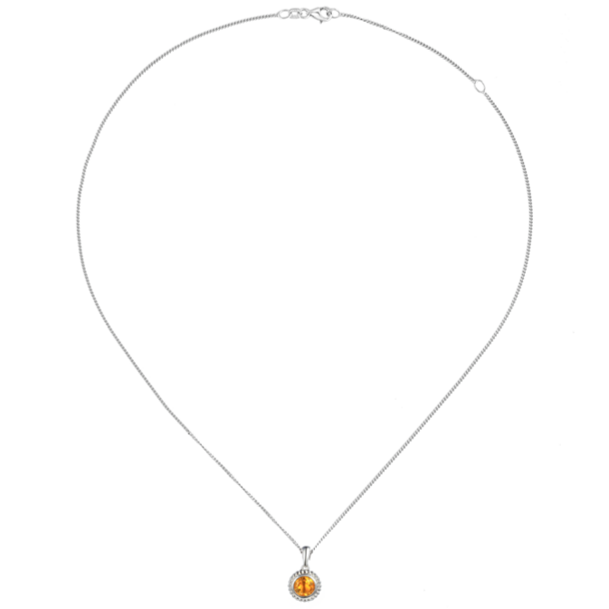 Dimple Citrine Necklace Sterling Silver with chain