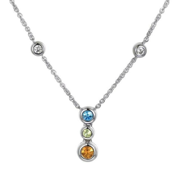 Multi Coloured Orb Necklace by Amore Sterling Silver 9306SILCZBTCTP