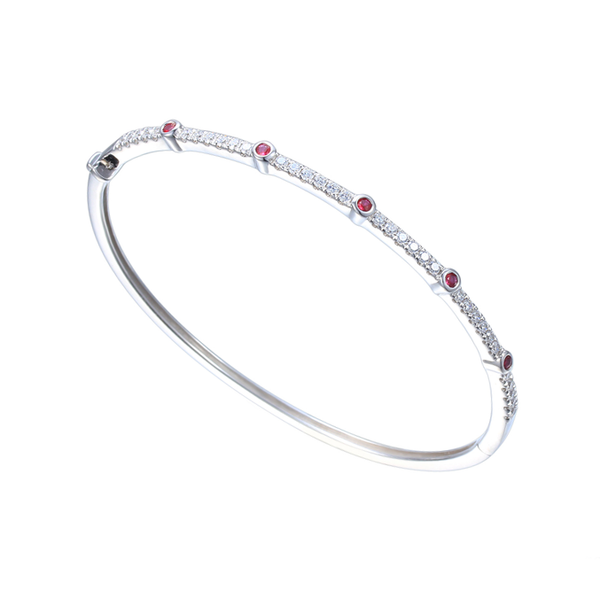 Amore Silver CZ & Ruby Bangle 9315SILCZ/R