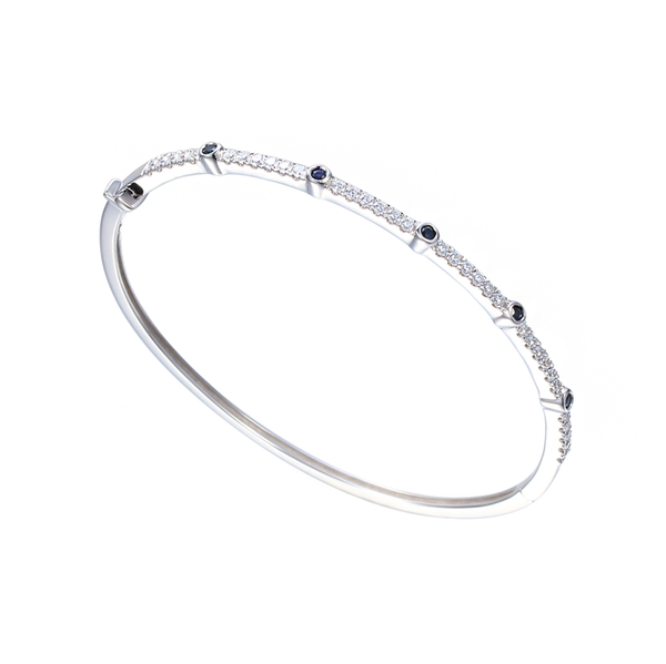 Amore Silver CZ & Sapphire Bangle 9315