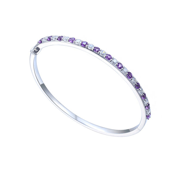 Amore Silver Amethyst & CZ Bangle 9318SILCZ/AM