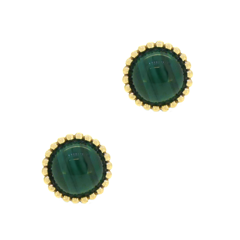 9ct Yellow Gold Malachite Beaded Earrings by Amore 9322MAL