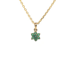9ct Gold Emerald Daisy Cluster Pendant