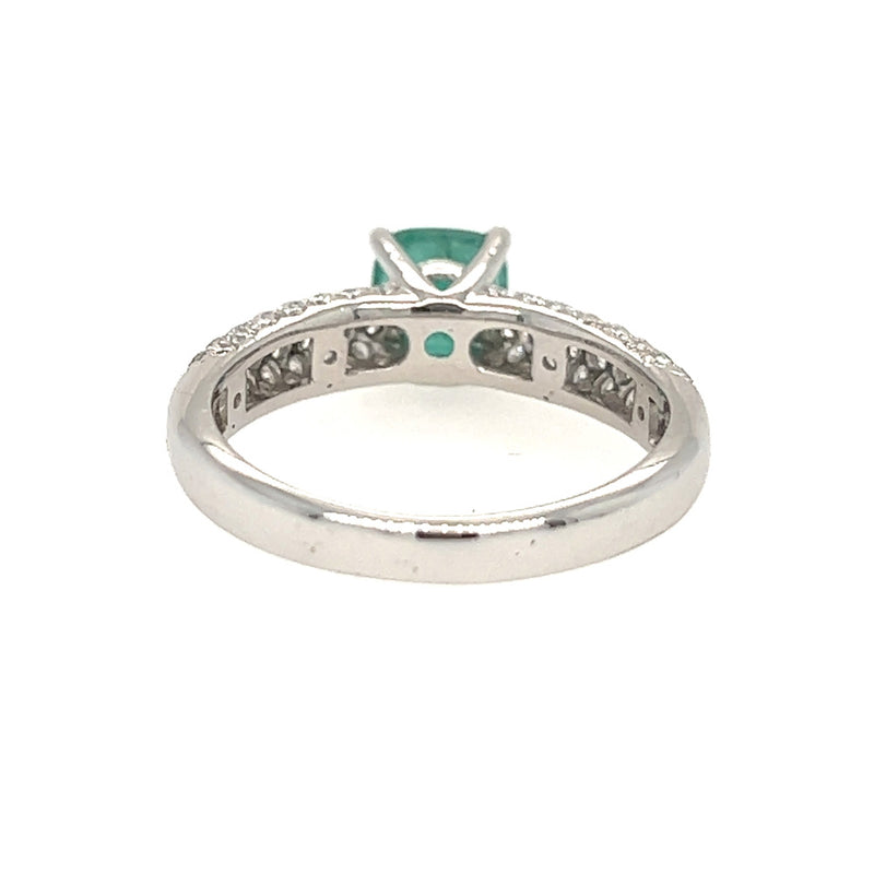 Square Emerald & Pave Diamond Ring 18ct White Gold rear