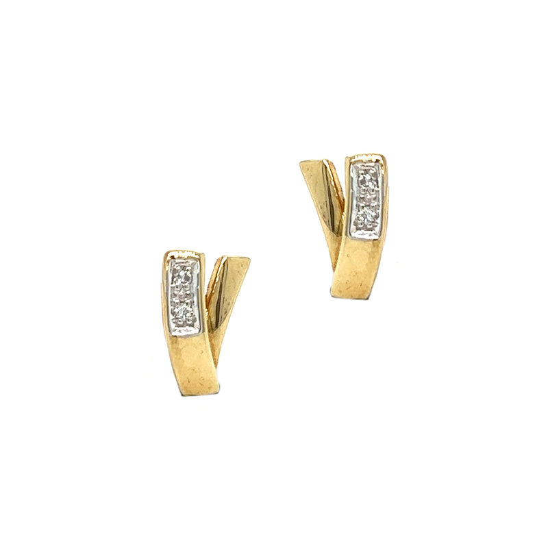 9ct Gold Diamond V Shaped Stud Earrings