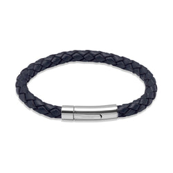 Unique & Co Mens Navy Leather Bracelet A40NV